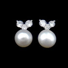 European Silver Pearl Earrings Sun Shape Pure 925 Jewelry For Women