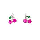 Summer 925 Silver Earrings Apple Heart Children Jewelry Fruit Colorful Shining