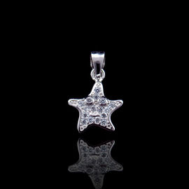 Cute Seafish Sea Star Smile Face 925 Silver pendant With Zircon For Girls