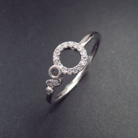 Zircon  925 Sterling Silver Rings For Girls / Crown Open Adjustable Size Little Finger Ring